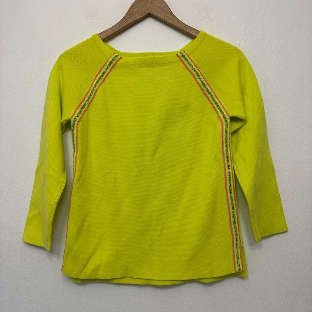 Crewcuts Lime Green Girls Sweater Side Stripes Brat Summer size 14
